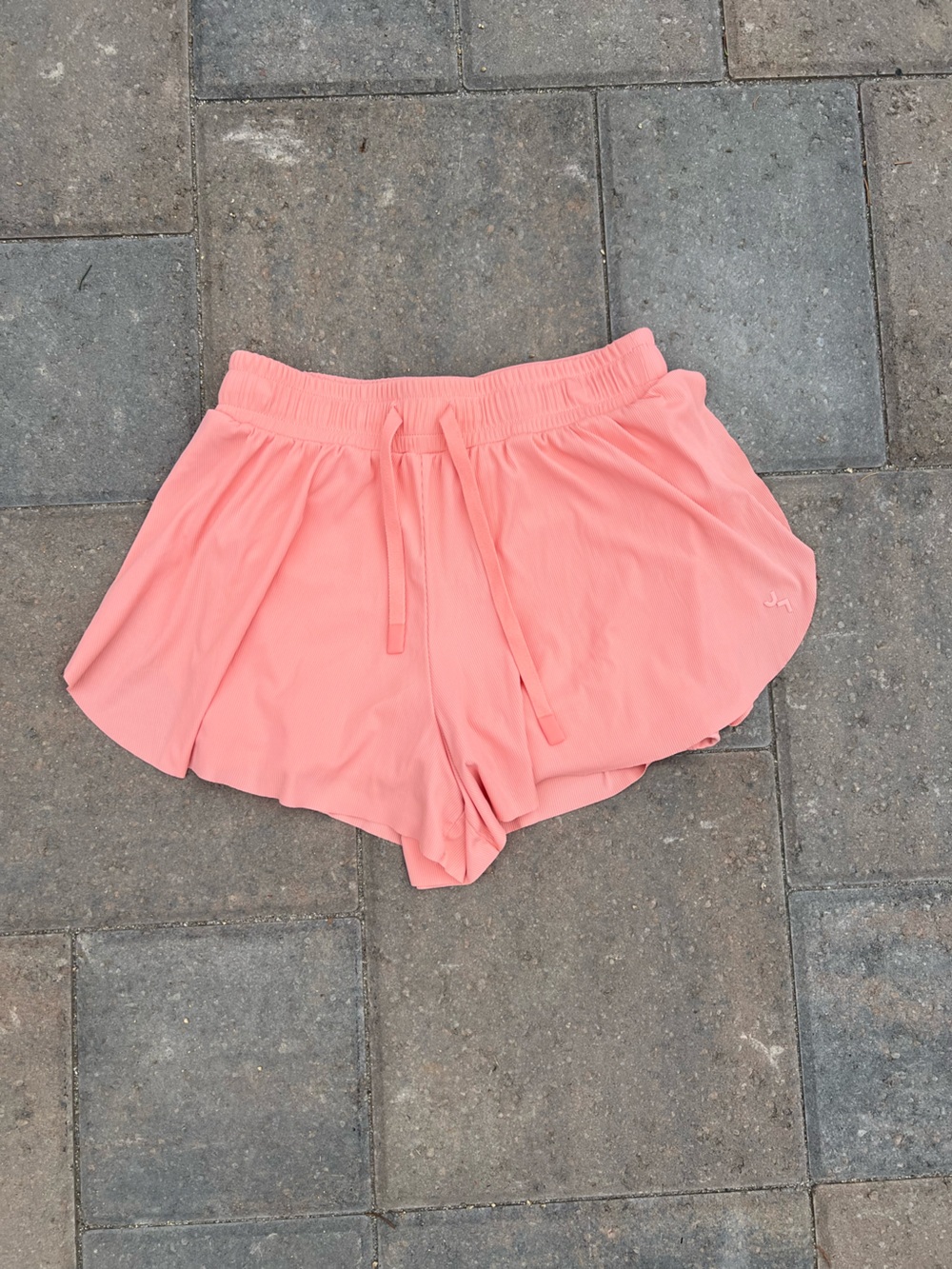 JoyLab Coral Pink Ribbed Active Running Shorts with Built-In Liner | Size Small